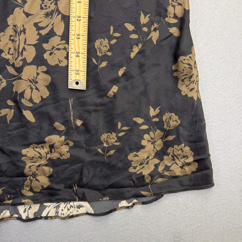 Quince 100% Washable Silk Slip Dress XL Caper Eclipse Floral V-Neck Midi LB73834 - Picture 6 of 11